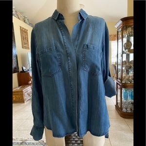 Cloth & Stone Jean Long Shirt High Low Back Slit